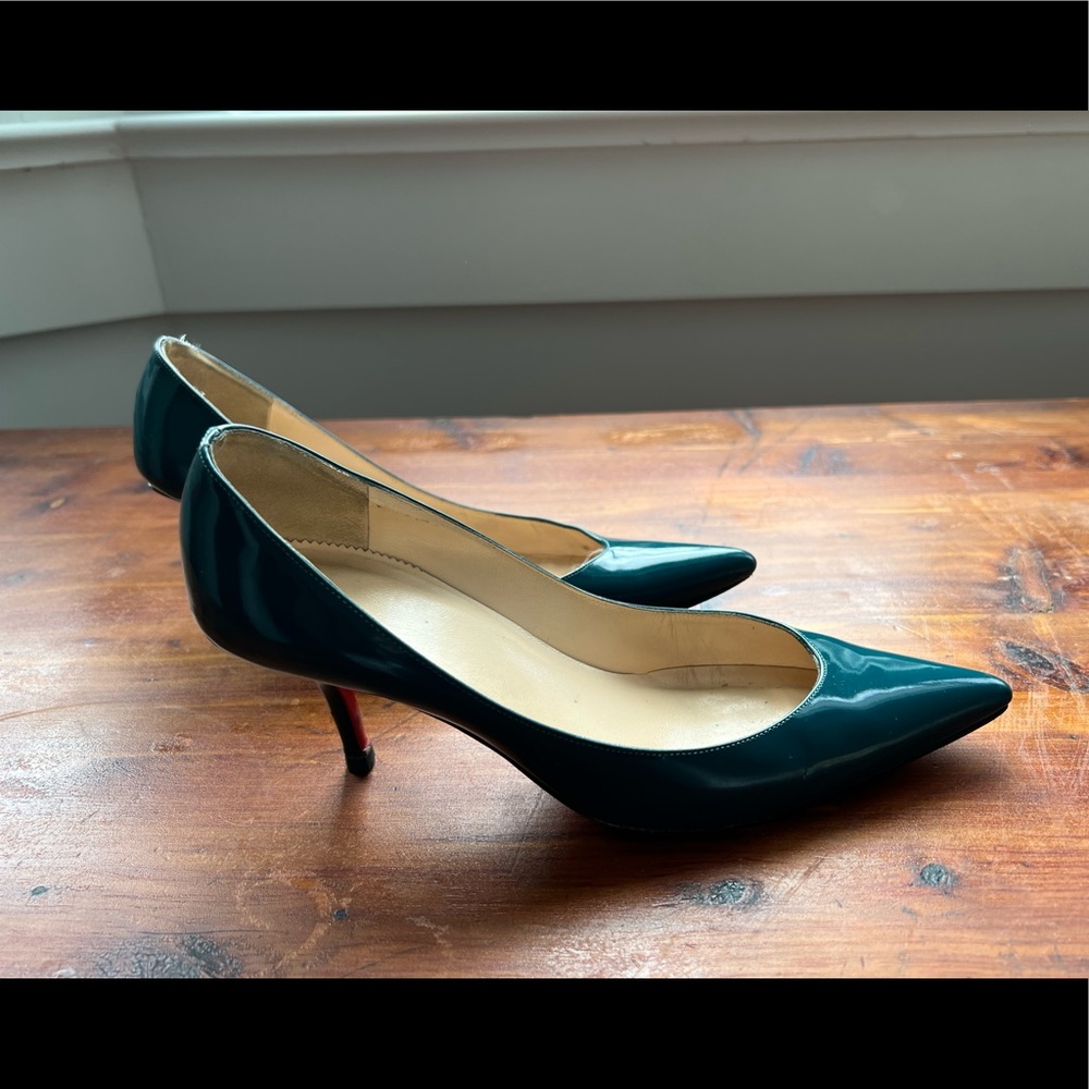 Christian Louboutin Patent Leather Peacock Blue Heels